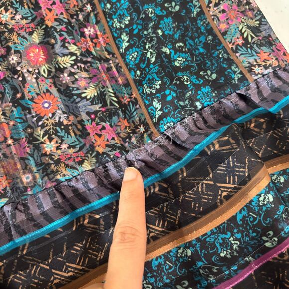 Soft Surroundings Tunic Dress L Striped Black Multi Chiffon Folksy Floral Boho - Picture 10 of 10